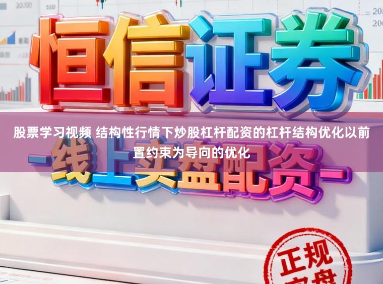 股票学习视频 结构性行情下炒股杠杆配资的杠杆结构优化以前置约束为导向的优化